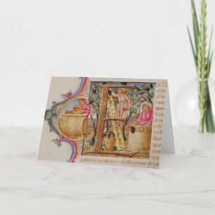 Historiated rubrica "E" que representa la cosecha