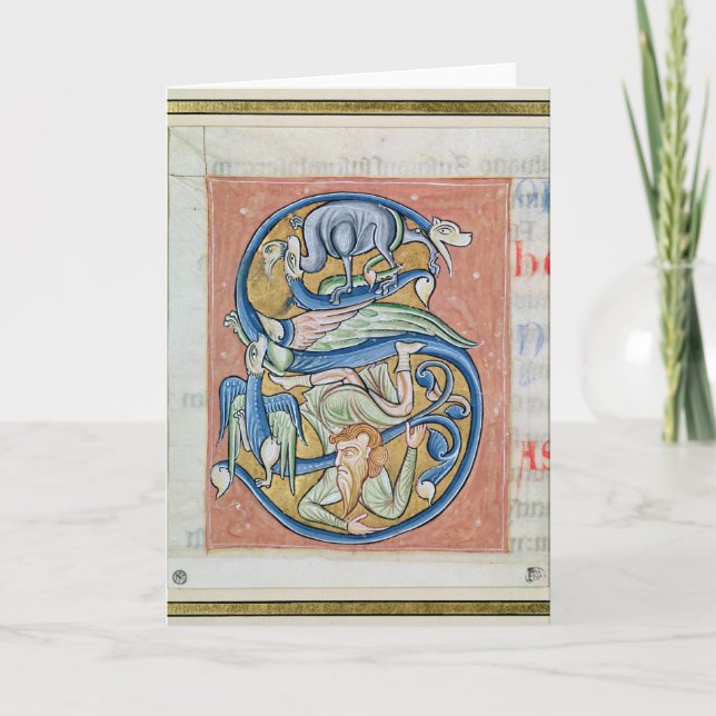 Historiated rubrica "S" que representa a un (Anverso)