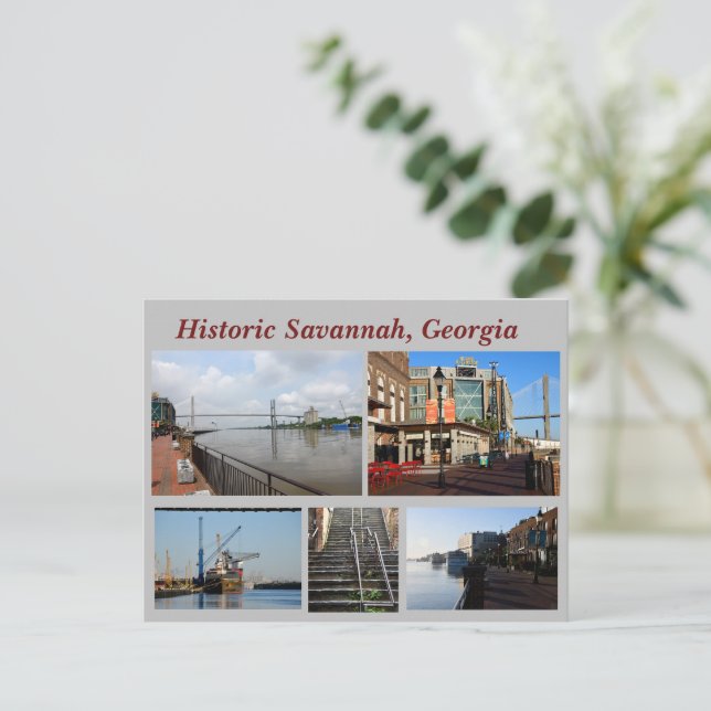 Histórica tarjeta postal de vacaciones de Savannah (Anverso de pie)