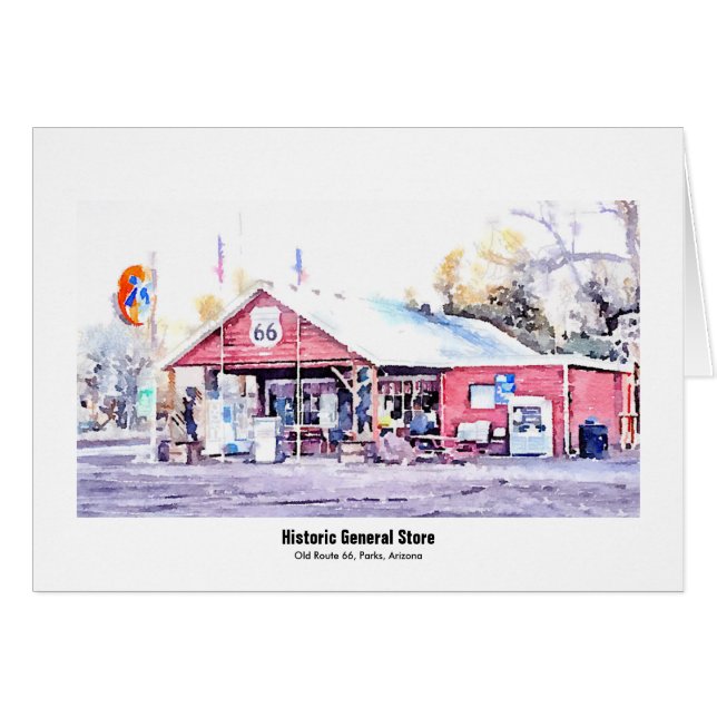 Histórico Arizona Route 66 General Store Watercolo (Anverso (Horizontal))