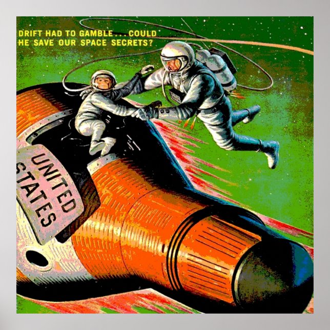 Historieta de arte espacial Sci Fi Astronauta Mono (Frente)