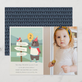 Hito de oso de Birdy Invitación de cumpleaños a cu