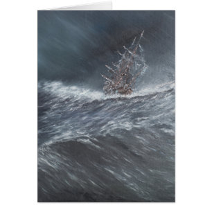 HMS Beagle en una tormenta en el Cabo de Horn