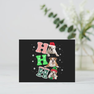 Ho Ho Ho Bulldog Inglés Santa Reno Navidad