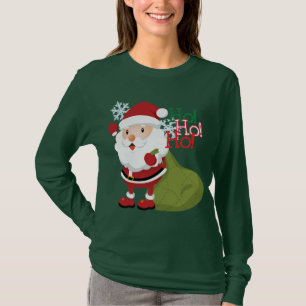 Ho-Ho-Ho camisa sleved larga para mujer