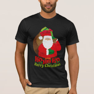 Ho Ho Ho camiseta oscura para hombre de santa de