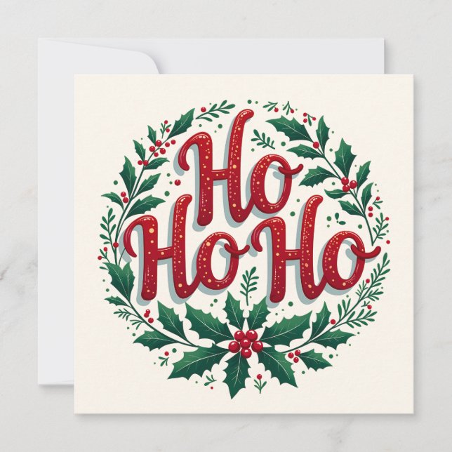 Ho Ho Ho Christmas Wreath Typography Design (Anverso)
