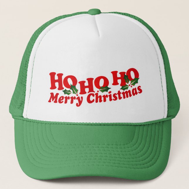 "Ho Ho Ho Felices Navidad" verdes y gorra blanco (Anverso)