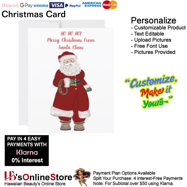 ¡HO HO HO! Feliz Navidad desde Santa Claus (HO HO HO! Merry Christmas From Santa Claus Holiday Card 4.)