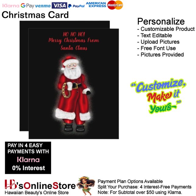 ¡HO HO HO! Feliz Navidad desde Santa Claus (HO HO HO! Merry Christmas From Santa Claus Holiday Card 1.)