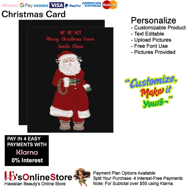 ¡HO HO HO! Feliz Navidad desde Santa Claus 2 (HO HO HO! Merry Christmas From Santa Claus Holiday Card 2.)