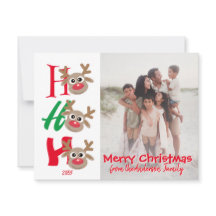 Ho Ho Ho Feliz Navidad Foto de Familia de Reno