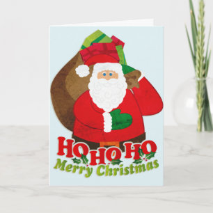 Ho Ho Ho Feliz Navidad tarjeta de saco de santa