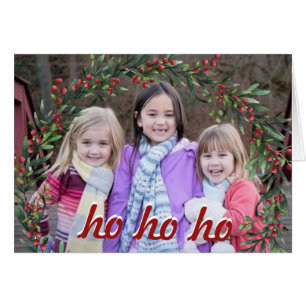 Ho Ho Ho - Foto de un niño - Feliz tarjeta navideñ