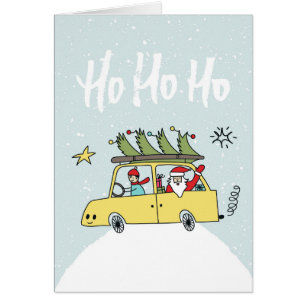 Ho Ho Ho Ho / Funny Santa & Car Navidades Ilustrac