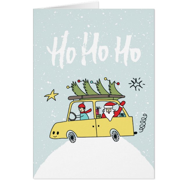 Ho Ho Ho Ho / Funny Santa & Car Navidades Ilustrac (Frente)