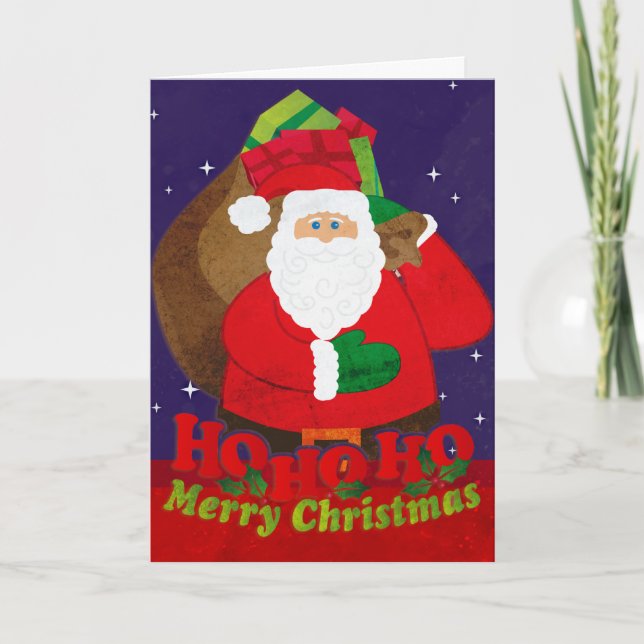 Ho Ho Ho Ho Merry Christmas Santa tarjeta de noche (Anverso)