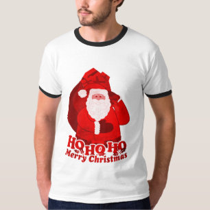 Ho Ho Ho Ho Merry Navidad Camiseta roja de los hom