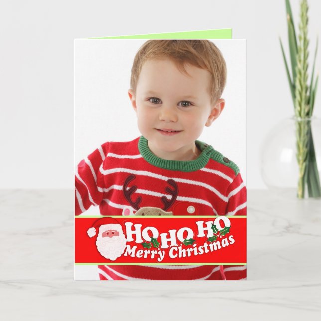 Ho Ho Ho Ho Navidades rojos añaden tu tarjeta de f (Anverso)