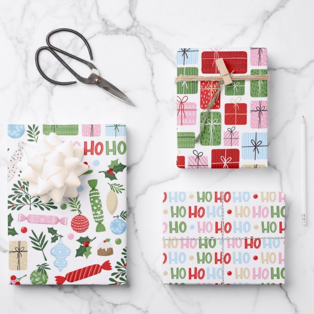 Ho Ho Ho Ho qué hojas de papel de envolver diverti (Anverso)