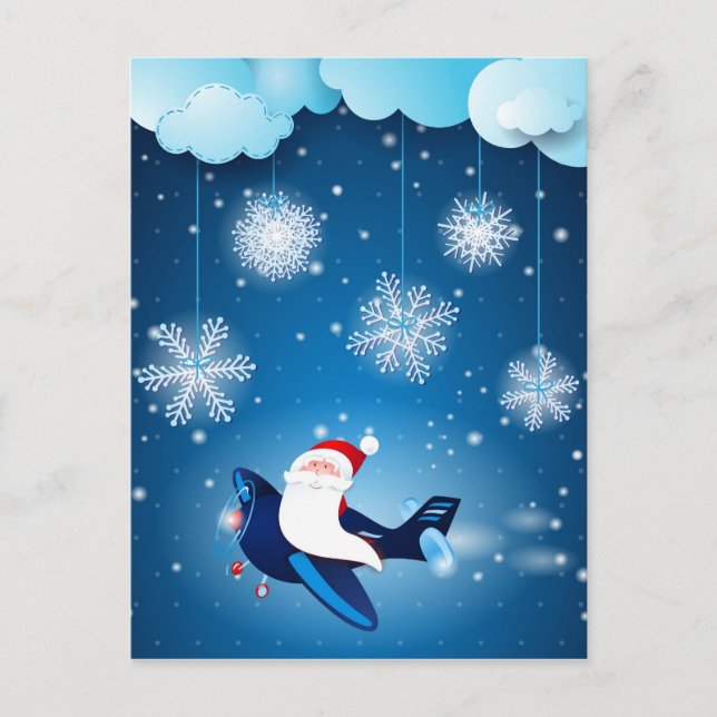 ¡Ho ho ho ho! Santa en el avión, postal (Anverso)