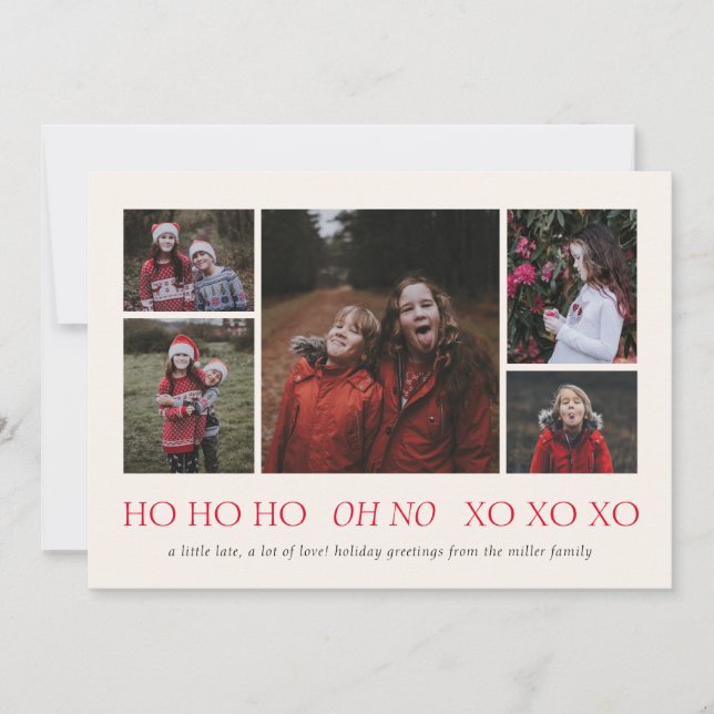 HO HO HO HO XO XO XO Tarjeta fotográfica de vacaci (Anverso)