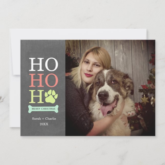 Ho Ho Ho Huella de Perro Navidad Foto (Anverso)