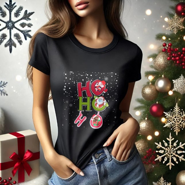 HO HO HO Navidades camiseta negra y graciosa (Subido por el creador)