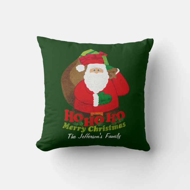 Ho ho ho Navidades de Santa Claus almohada de tiro (Anverso)