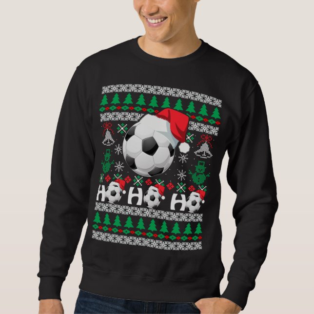 HO HO HO Soccer Navidades feos Sweater santa Hat G (Anverso)