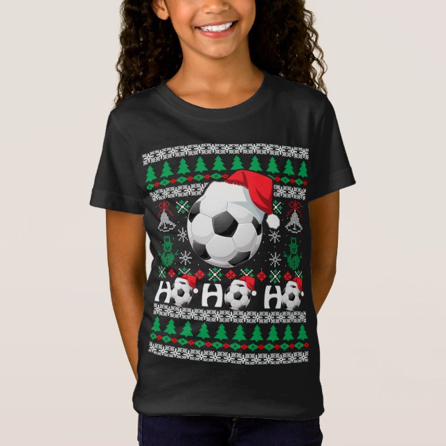 HO HO HO Soccer Navidades feos Sweater santa Hat G (Anverso)