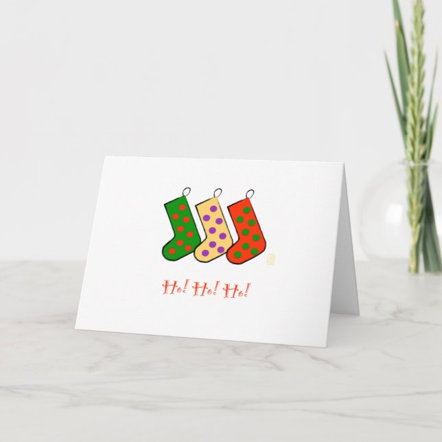 ¡Ho! ¡Ho! ¡Ho! Tarjeta de Navidad Medias (Anverso)