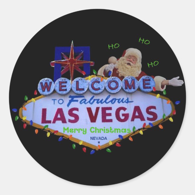 HO HO Las Vegas Feliz Navidad Pegatinas SANTA (Anverso)