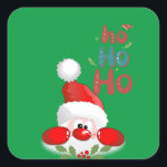 ¡Ho, ho! Merry Christmas Square Pegatina<br><div class="desc">¡Ho,  ho! Feliz Navidad desde Santa.</div>