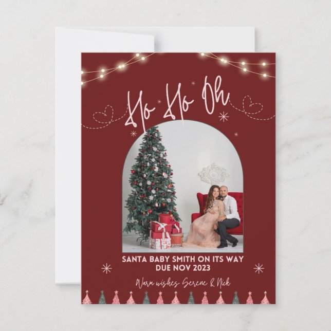 Ho ho oh bebé navidades invitación de embarazo (Anverso)