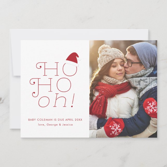 Ho Ho oh invitación del embarazo del navidad (Anverso)