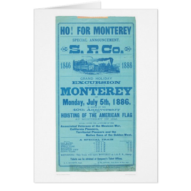 Ho para Monterey tan. Anuncio pacífico (1652A) (Frente)