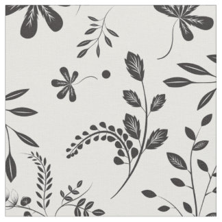 Hoaves negras sobre tela floral blanca 2