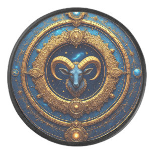 Hockey ♈ Escudo de Aries Dorado Regalo Zodiaco Disco de H