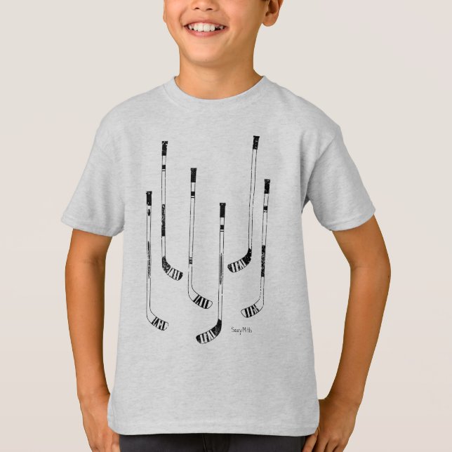 Hockey negro tiñe camiseta para jóvenes (Anverso)