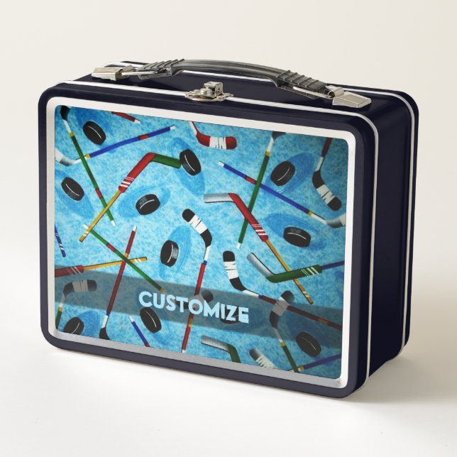 Hockey sobre hielo azul personalizado (Anverso)