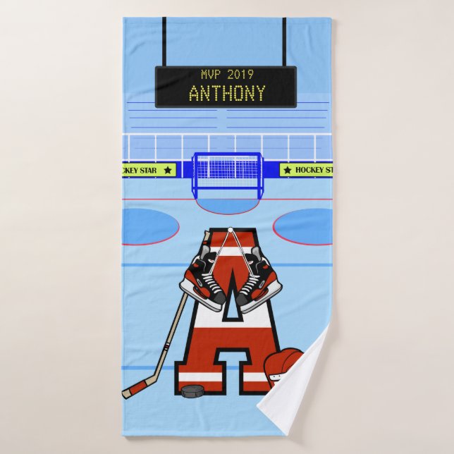Hockey sobre hielo inicial personalizado (Toalla de baño)