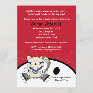 Hockey sobre oso polar Deportes 5x7 Invitación Bab