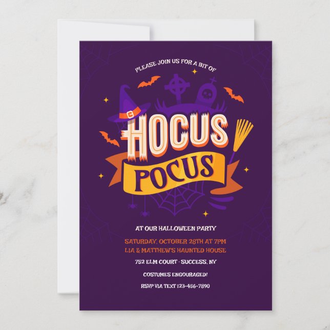 Hocus Pocus Halloween Party Invitación (Anverso)