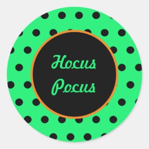 Hocus Pocus Pegatinas redondos (Neon Green & Black