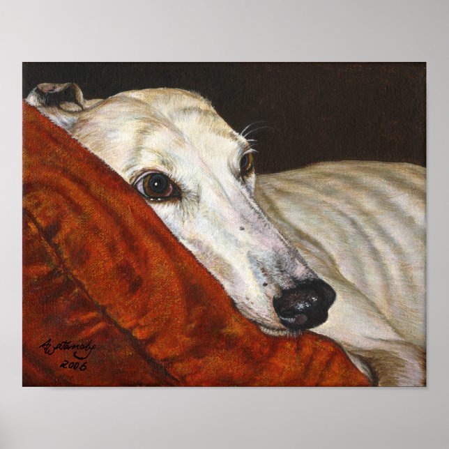 "Hogar al fin" poster de arte de perro de galgo (Frente)