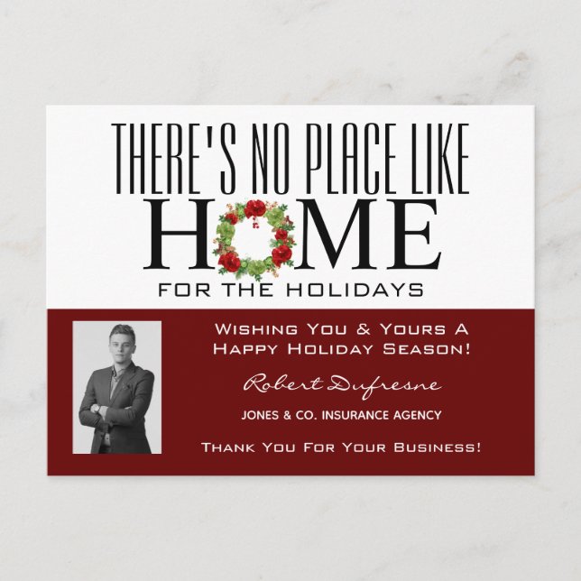 Hogar Con Tarjeta Postales Rojas De Wreath (Anverso)