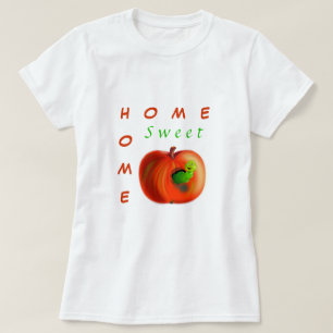 Hogar De Camiseta Graciosa - Gusano En Manzana Roj