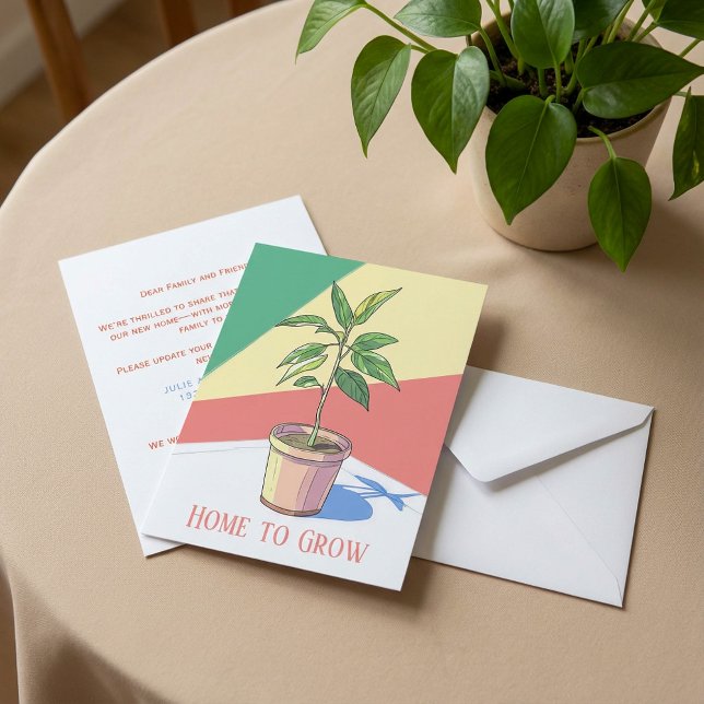 Hogar de la planta de Grow house Nueva Invitación  (Home to Grow house plant New Address Announcement.)