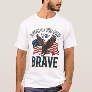 Hogar del Águila Valiente Libre Diseño de Camiseta